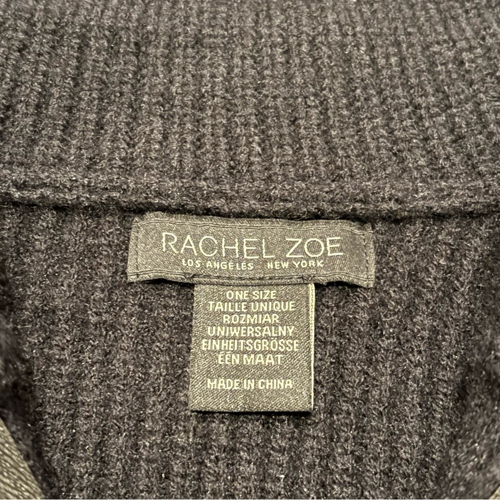 Rachel Zoe Black Half-Zip Poncho Cape - OS​​ - Picture 4 of 8